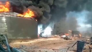 This is how oil base burns in Russian territory after being hit by Ukrainian drones