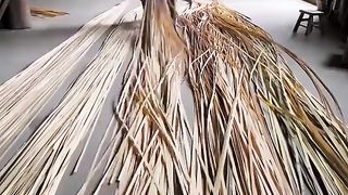 Making super lager bamboo mats by  traditional  bamboo knitters