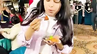 When wedding then a girl eating