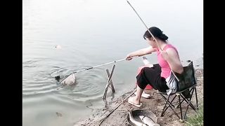 Girl fishing video