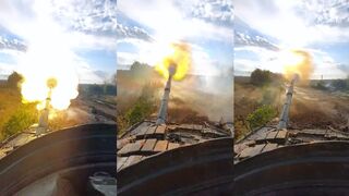 Russian tankers pound the Russians position