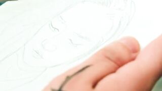 the reaction of the person being painted