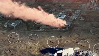 Russians sought to run for their lives as their ammunition depot come under fire