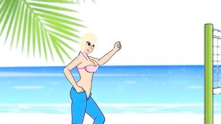 Funny cartoon beach girls