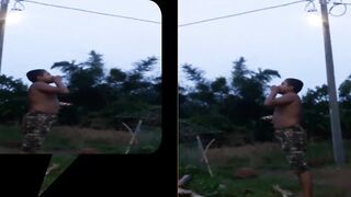 Funny little KIDS Catching Make Soap Bubbles on nature
