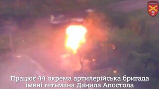 Ukrainian forces from the 44th artillery brigade hit a pair of Russian mortar positions in Nesteryanka, Zaporizhia Oblast