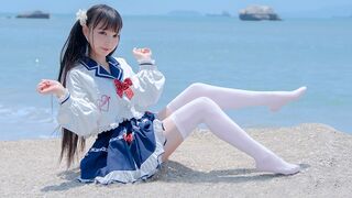 【咬人猫】沙滩上的水手服喵! ❤️ booo!