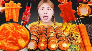 MUKBANG 직접 만든 불닭 떡볶이 불닭 김밥 미니어처 먹방! Spicy Noodles & Gimbap & Tteokbokki EATING S