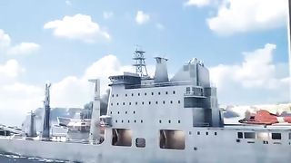 Shark attack on ship