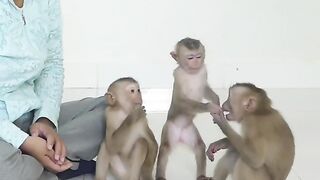 So Clever Three Sibling Standing Together Wait Mom Wear His Clothe Before Get Out
