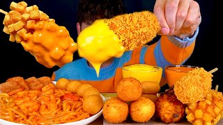 ASMR Cheesy Corn Dog With Spicy Noodles Mini Corn Dog MukBang
