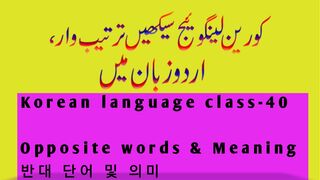 Korean language 40 | 반대 단어 및 의미 | Opposite words & Meanings | کورین متضاد الفاظ