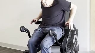 Battery-free mobility device to sit, stand, and rest instantly with full body weight support.