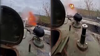 Ukrainian tanks blast Russian enemy targets on the battlefield