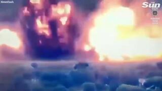 Ukrainian forces blow up Russian ammo store