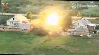 Russian equipment being destroyed by Ukrainian 36th Separate Marine Brigade