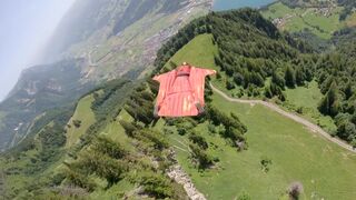 A chic jump in a wingsuit