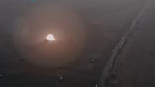 Ukrainian armoured tanks push back advancing Russian military vehicles