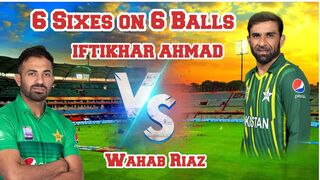 Boom Boom Iftikhar on fire. 6 Sixes in over against wahab riaz