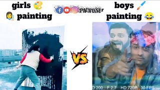 Girls vs boys painting funny video #Viral
