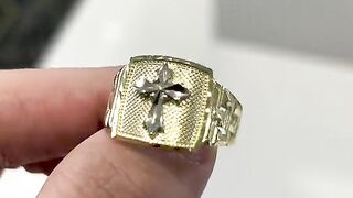 Real Gold Men's Cross Ring by Ijaz Jewelers