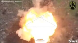 Ukrainian marines destroys Russian mines in HUGE explosion in Donetsk