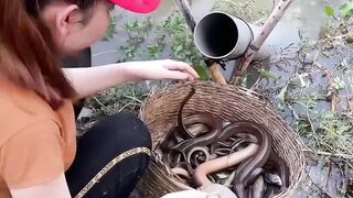 Amazing Oil Fishing Technique With Survival Skills
