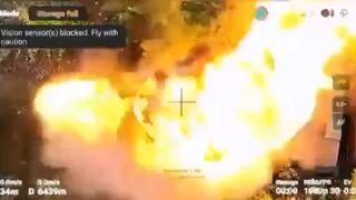 Ukraine Drone blowing up Russian fuel truck Kherson region