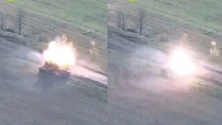 Ukrainian forces attack Russian Tanks