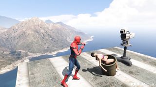 GTA 5 Epic Ragdolls | MEGALODON vs SPIDERMAN Jumps/Fails ep.85