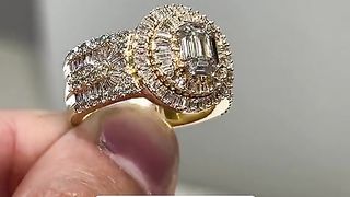 Solid Gold & Real Emerald Cut Diamond Men's Ring by Ijaz Jewelers