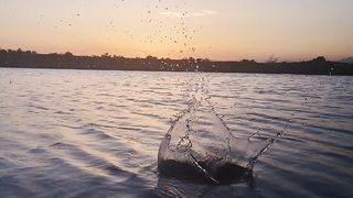 Beautiful sunset by lake