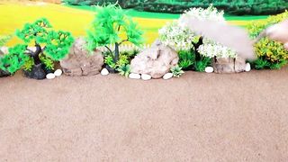 DIY making mini Farm Diorama with House for Cow, Pig - Mini Hand Pump Supply Water Pool for Garden.