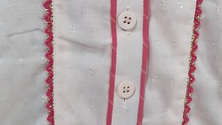 Pink and red colour contrast kurti design with lace ideas