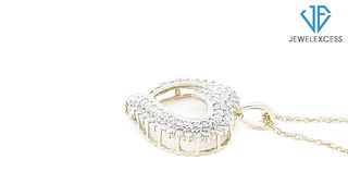 Sterling Silver Heart Necklace with 1.00 Carat White Diamonds