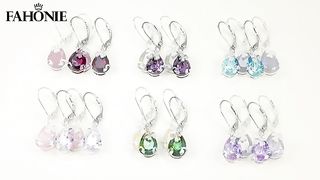 Oval Birthstone Dangle Earrings for Women
