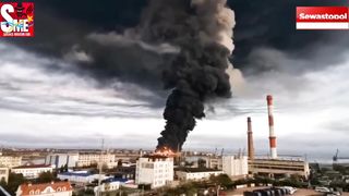 DRONE ATTACK AT NIGHT Fire inferno at Russian Black Sea Fleet