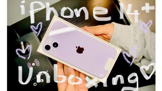 Unboxing iPhone 14 Plus - purple | clair de lune (asmr)