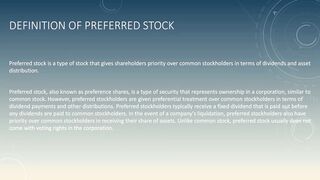 Preferred Stock Part 1