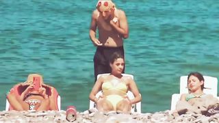 Beach prank monster in the water prank