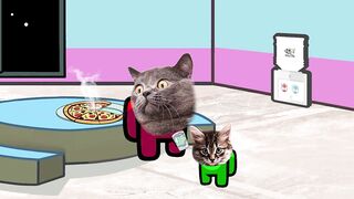 Last slice of pizza. Among Us Song (dance music video). Pushcats cat