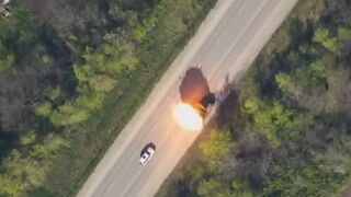 Russian armoured tank is bombarded by Ukrainian Tor missile systems