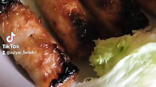 Pork nem with salad, soy sauce & Wasabi