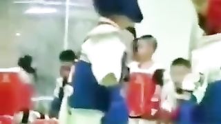 Funny babies play taekwondo