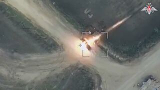 Russian MoD Lancet loitering munition strikes on Ukrainian vehicles reportedly in Kryvyi Rih-Nikopol