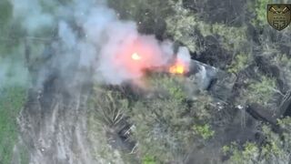 Ukraine 63rd Mechanized Brigade, destroying a Russian armoured fighting vehicle with a Stugna-P ATGM