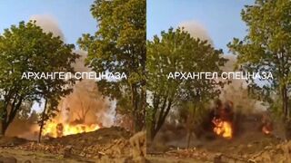 Russian soldier coming under Ukrainian HIMARS shelling
