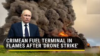 Ukraine bid to blow up Russian Navy Fleet Black smoke engulfs Crimea after oil tank fire