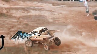 Cheerful Jeeps with big wheels knead the dirt