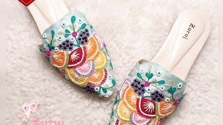 Zuruj footwear | hand embroidered open heel traditional jutti